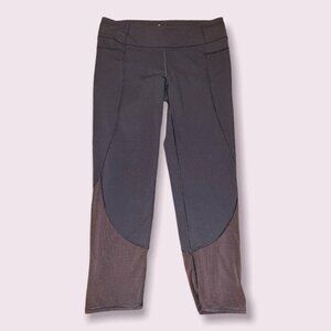 Athleta Crop Leggings Charcoal Grey Mesh Athleisure Stretchy Womens Size Small